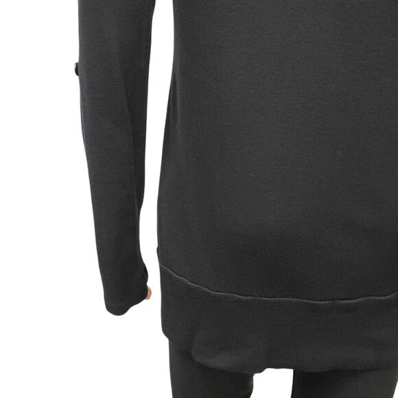 Splendid Boyfriend Cardigan Sweater Women M Roll Tab Long Sleeves Modal Black - Picture 8 of 12